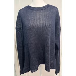 J. CREW 100% Linen Crewneck Pullover Sweater Crochet Knit Size L